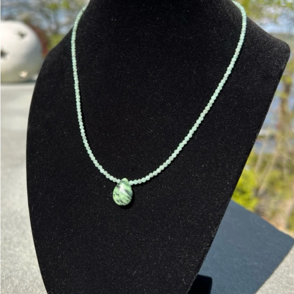 Handmade Crystal Necklace- Jade & Zoisite with Ruby Necklace